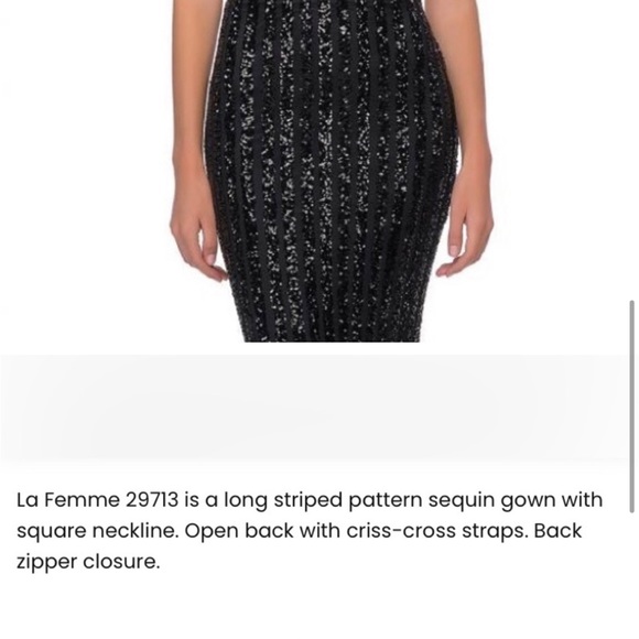 La Femme Long striped pattern sequin gown
NWT Size 14 black - Picture 3 of 5